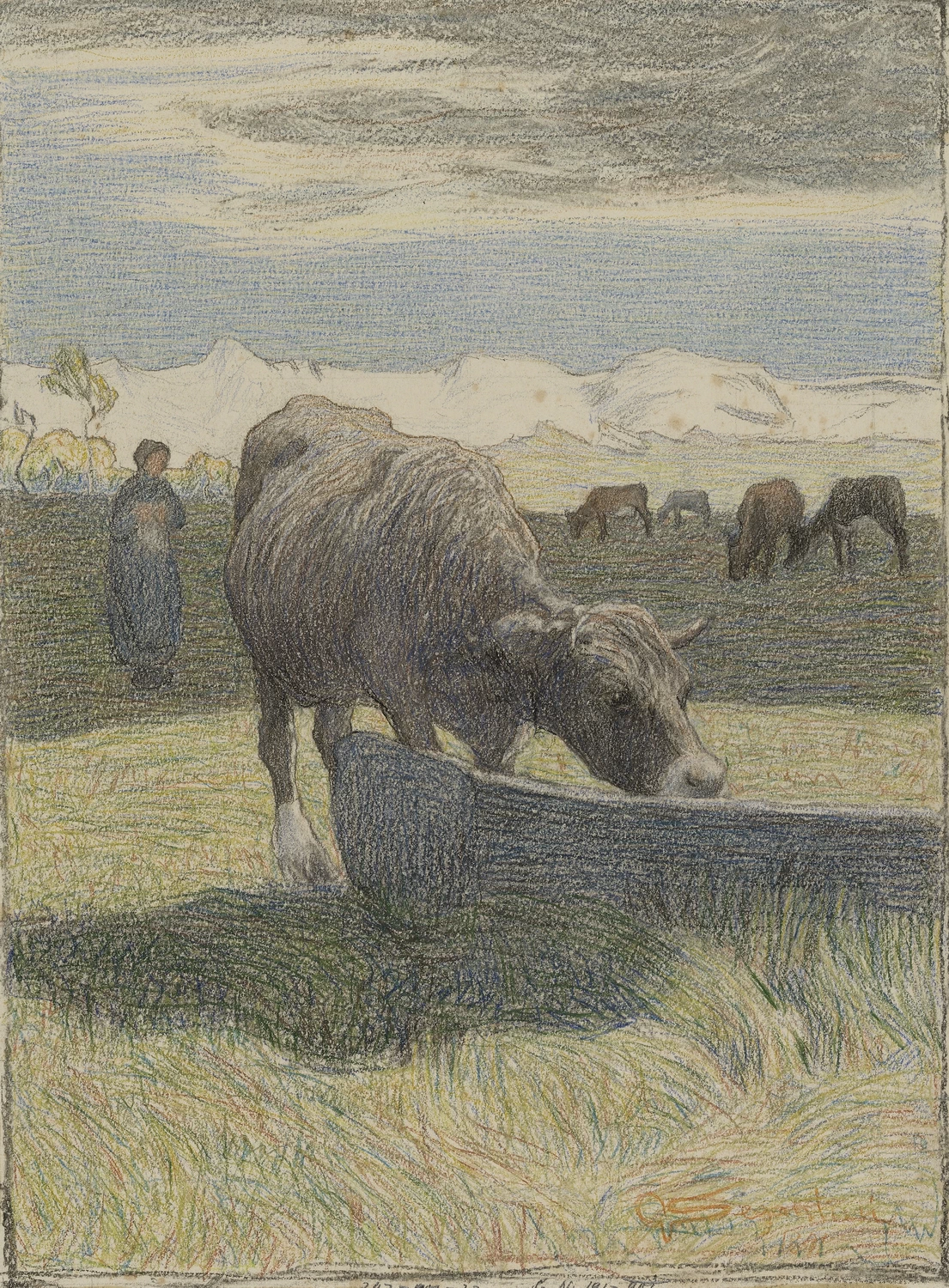 Vacca bruna all'abbeveratoio, 1891] - Museo di Belle Arti, Budapest